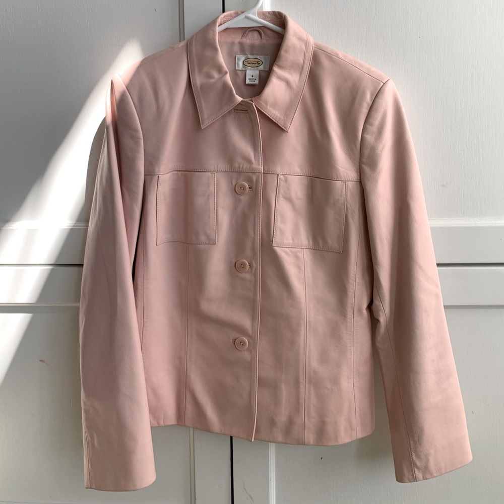 Vintage Talbots Blush Pink Leather Blazer Coat